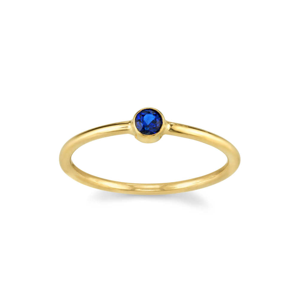 Blue Sapphire Sweet Pea Stacking Ring - Marrow Fine [Yellow Gold]