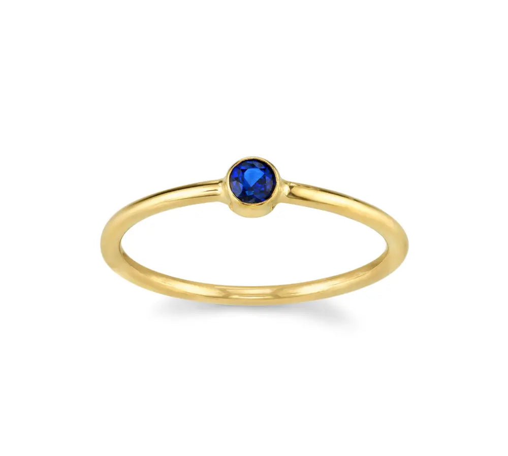 Blue Sapphire Sweet Pea Stacking Ring - Marrow Fine [Yellow Gold]
