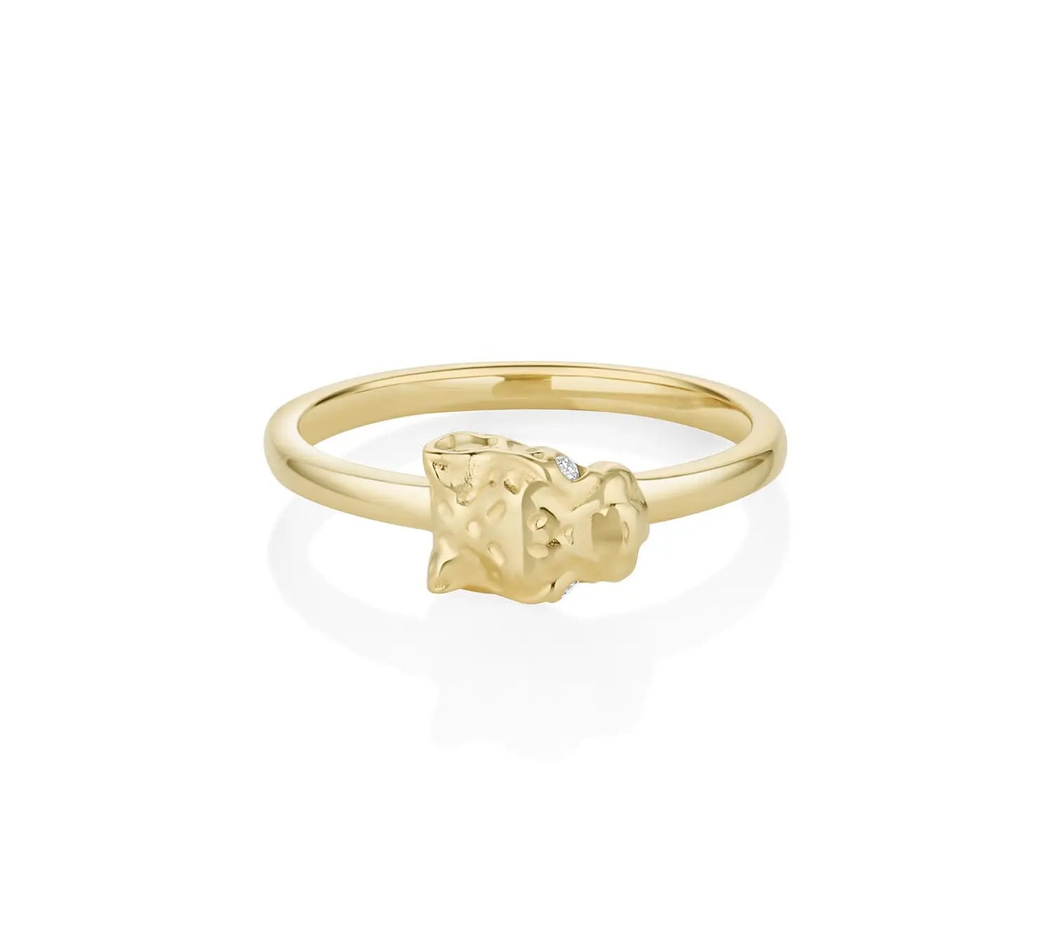 White Diamond Cheetah Ring [Yellow Gold]