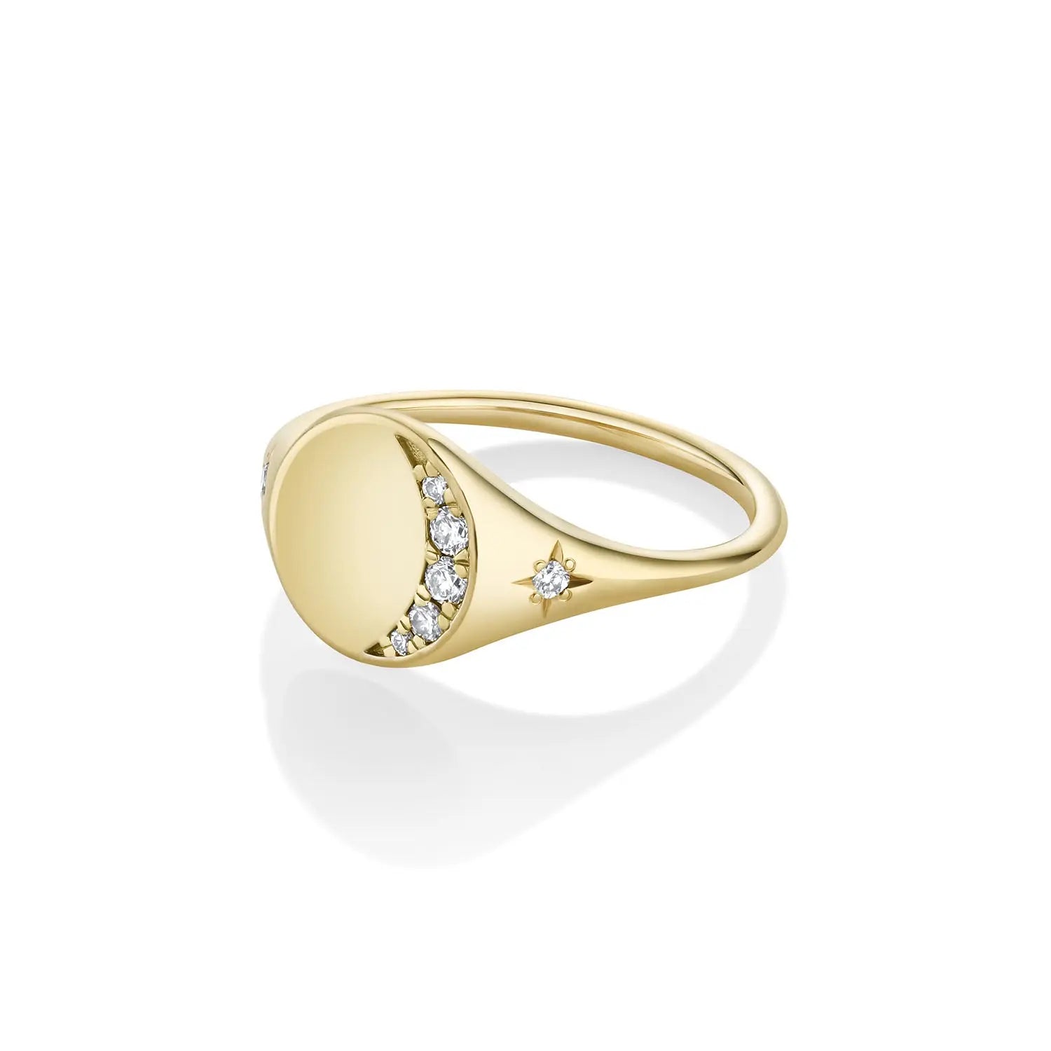 Crescent Moon Signet [Yellow Gold] Side view