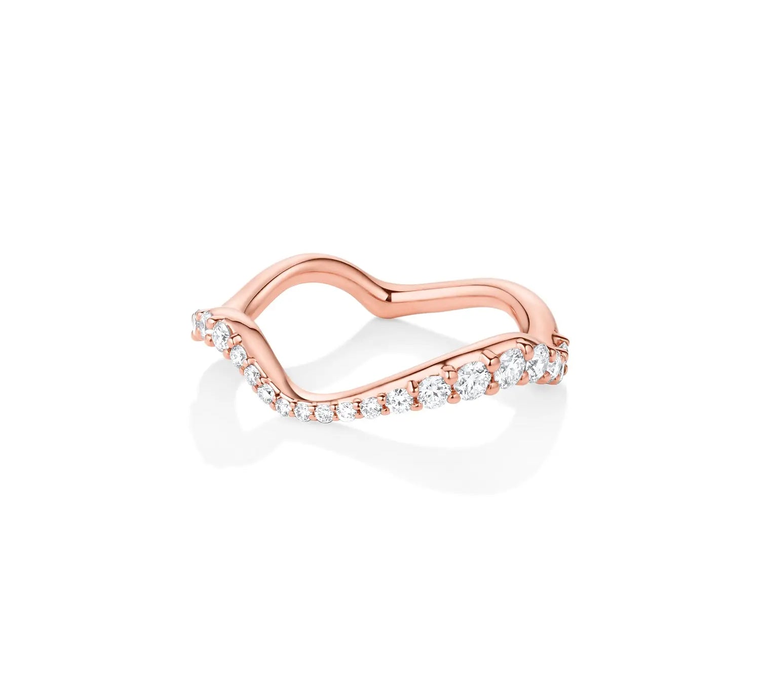 Curved Pavé White Diamond Ring [rose gold]