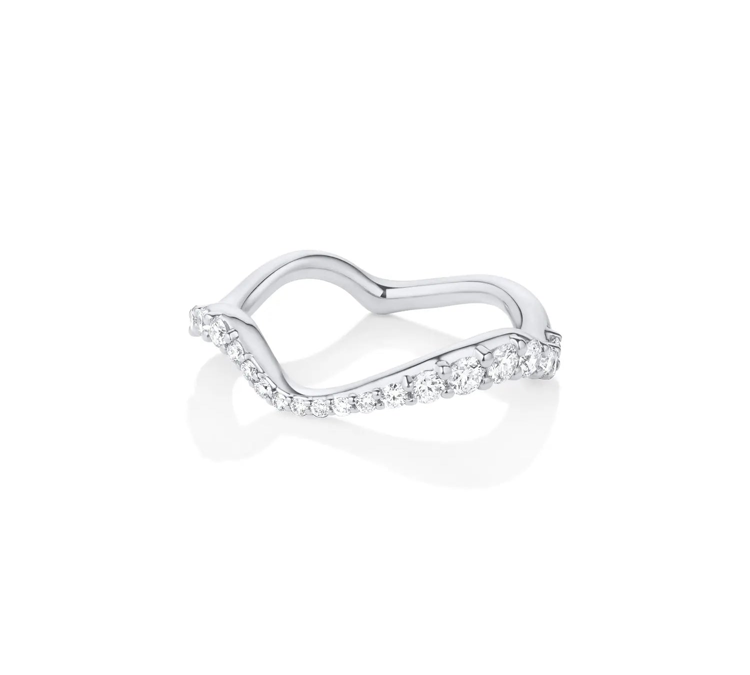 Curved Pavé White Diamond Ring [white gold]