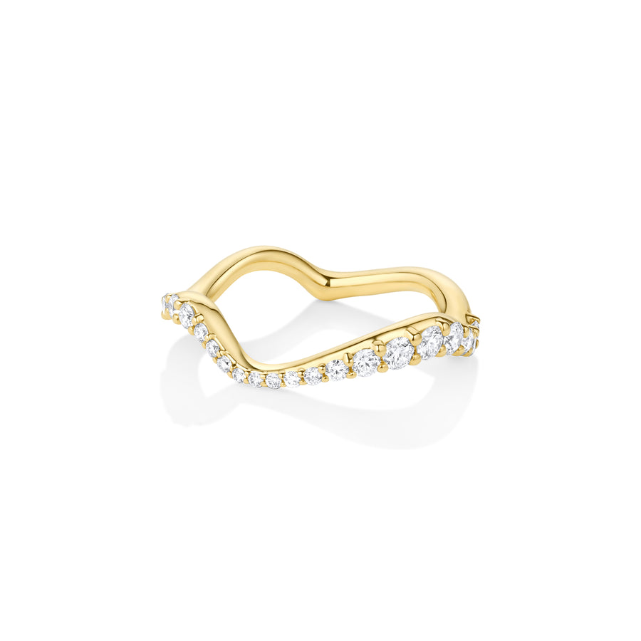 Curved Pavé White Diamond Ring [yellow gold]
