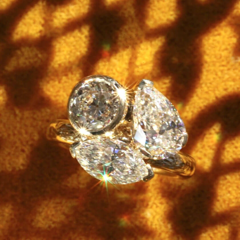 cluster white diamond engagement ring