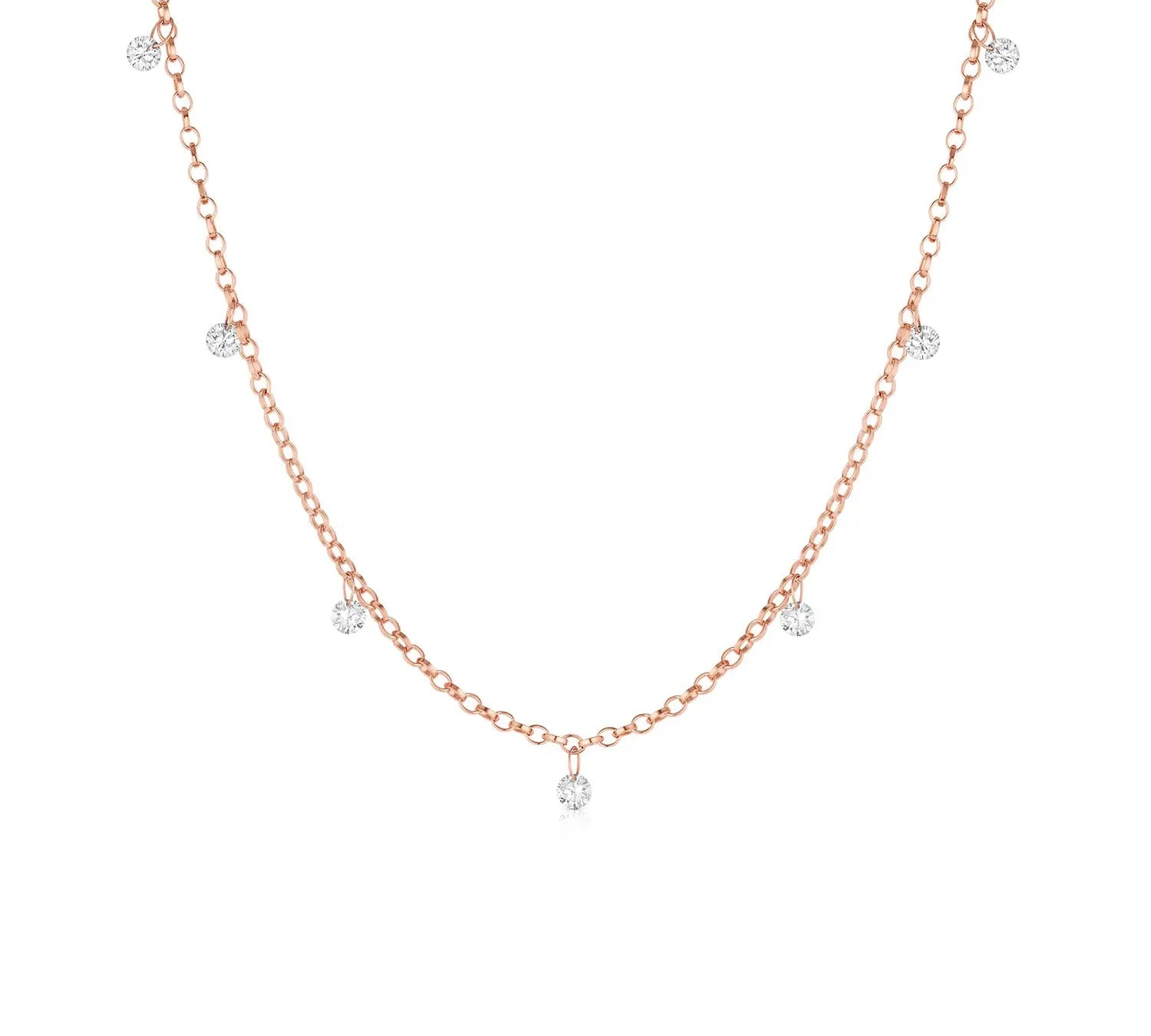 Seven Stone Diamond Drop Choker [Rose Gold]