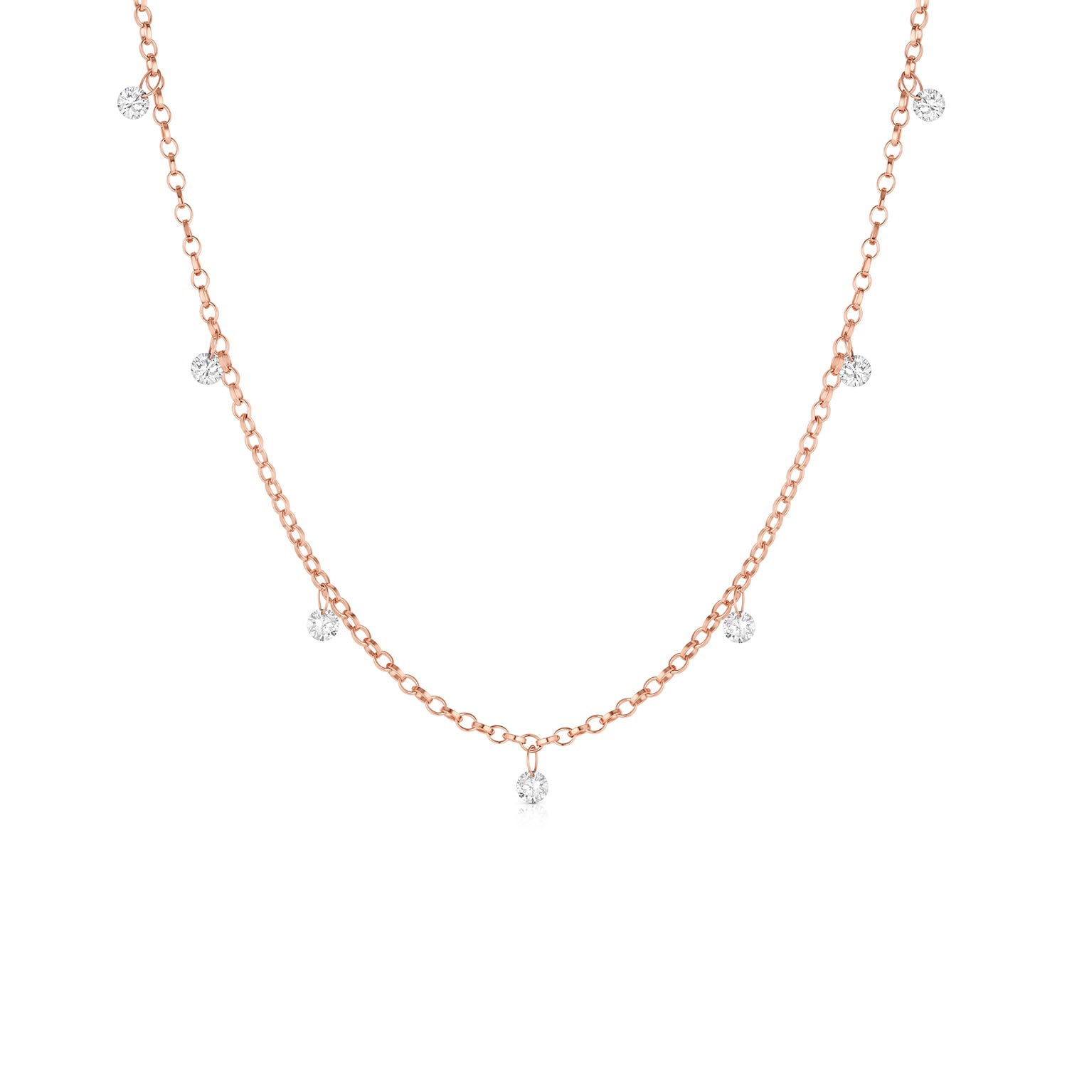 Seven Stone Diamond Drop Choker [Rose Gold]