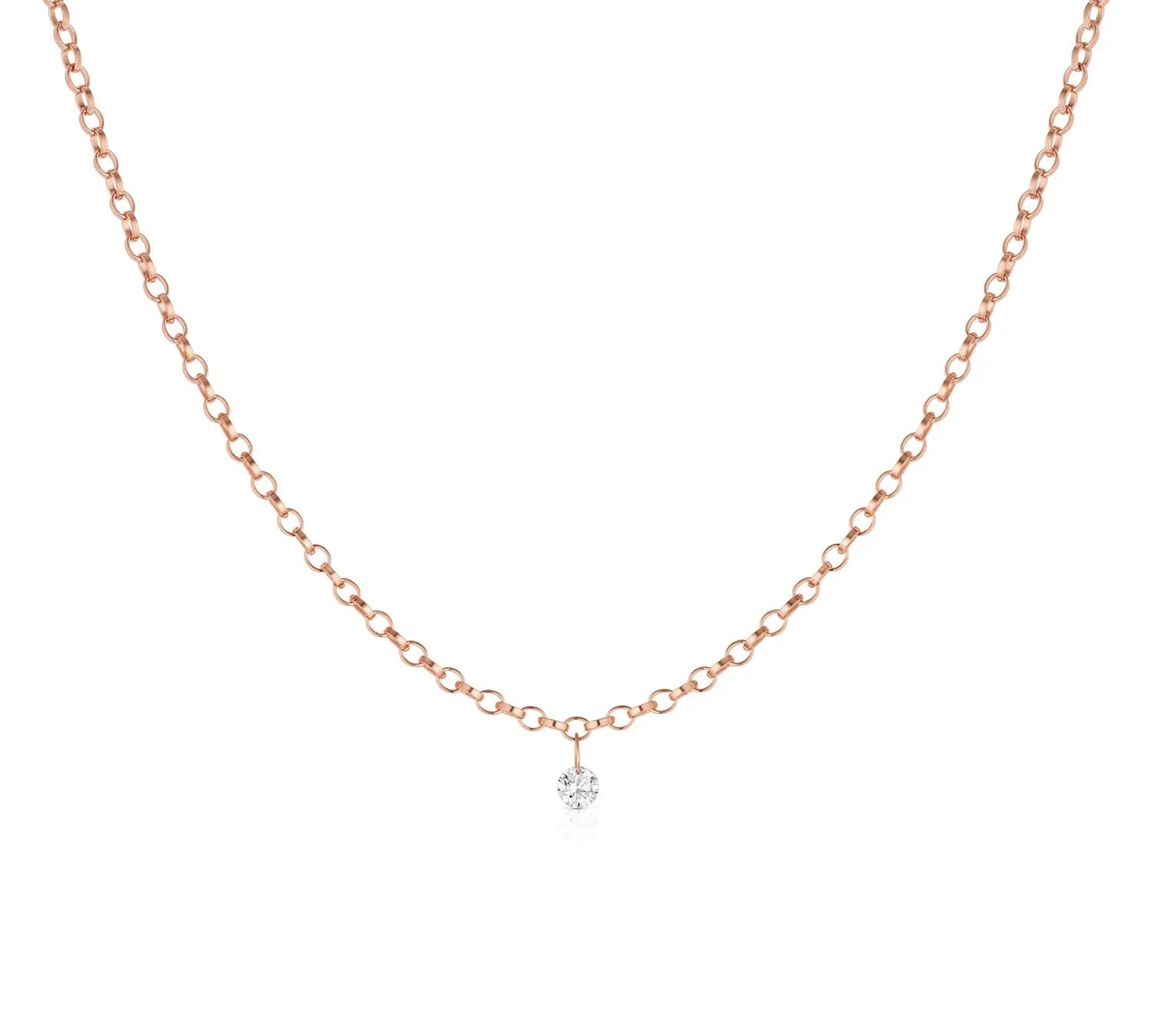Single Diamond Drop Choker [Rose Gold]