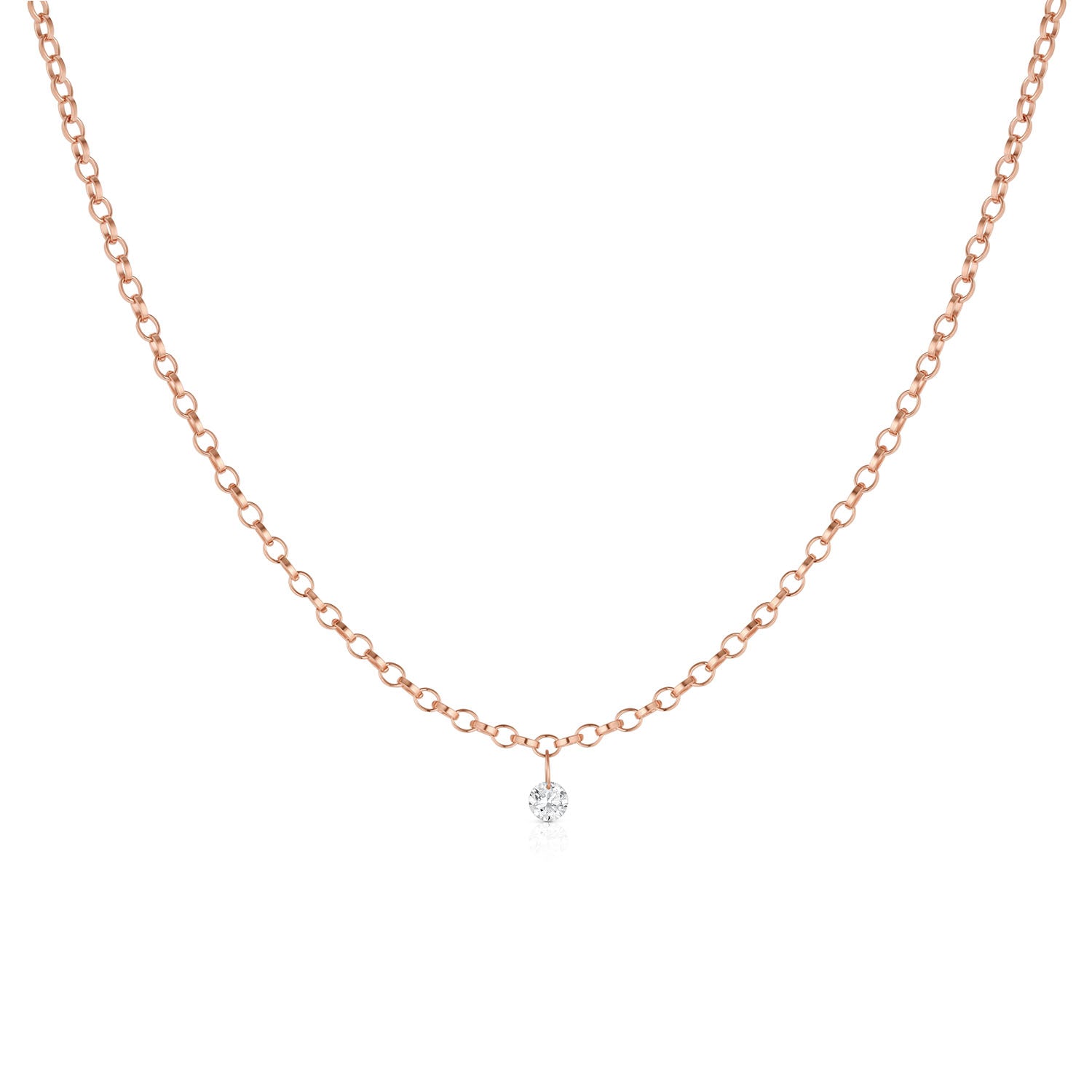 Single Diamond Drop Choker [Rose Gold]