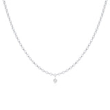 Single Diamond Drop Choker [White Gold]