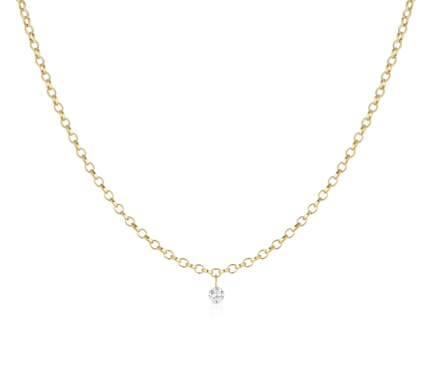 Single Diamond Drop Choker [Yellow Gold]