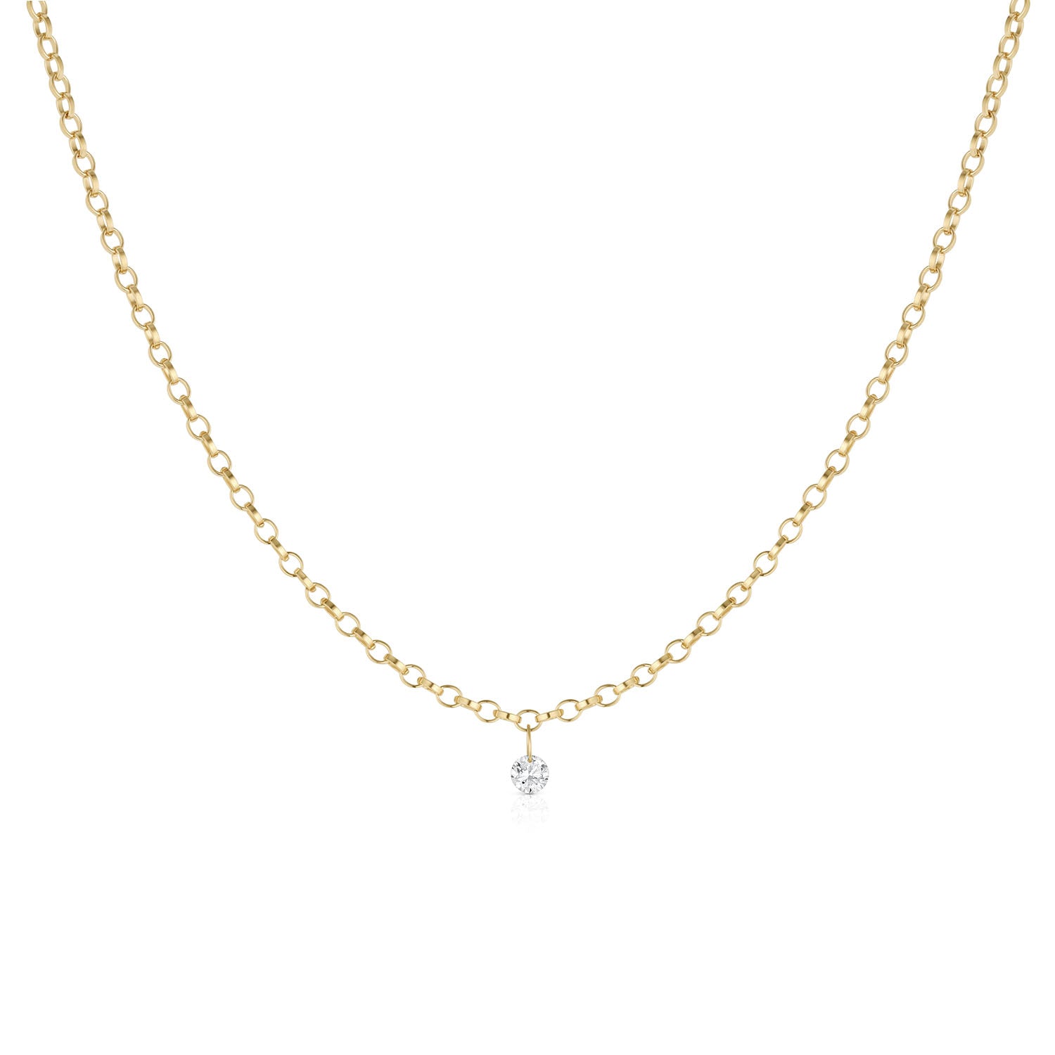 Single Diamond Drop Choker [Yellow Gold]