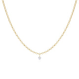Single Diamond Drop Choker [Yellow Gold]