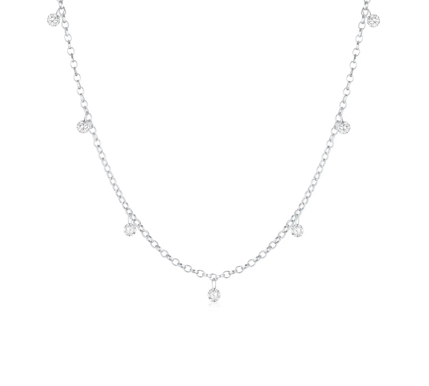 Seven Stone Diamond Drop Choker [White Gold]