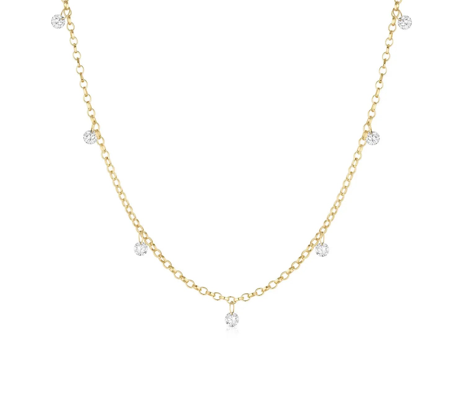 Seven Stone Diamond Drop Choker [Yellow Gold]