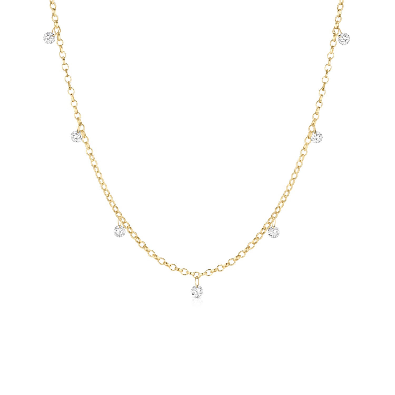 Seven Stone Diamond Drop Choker [Yellow Gold]