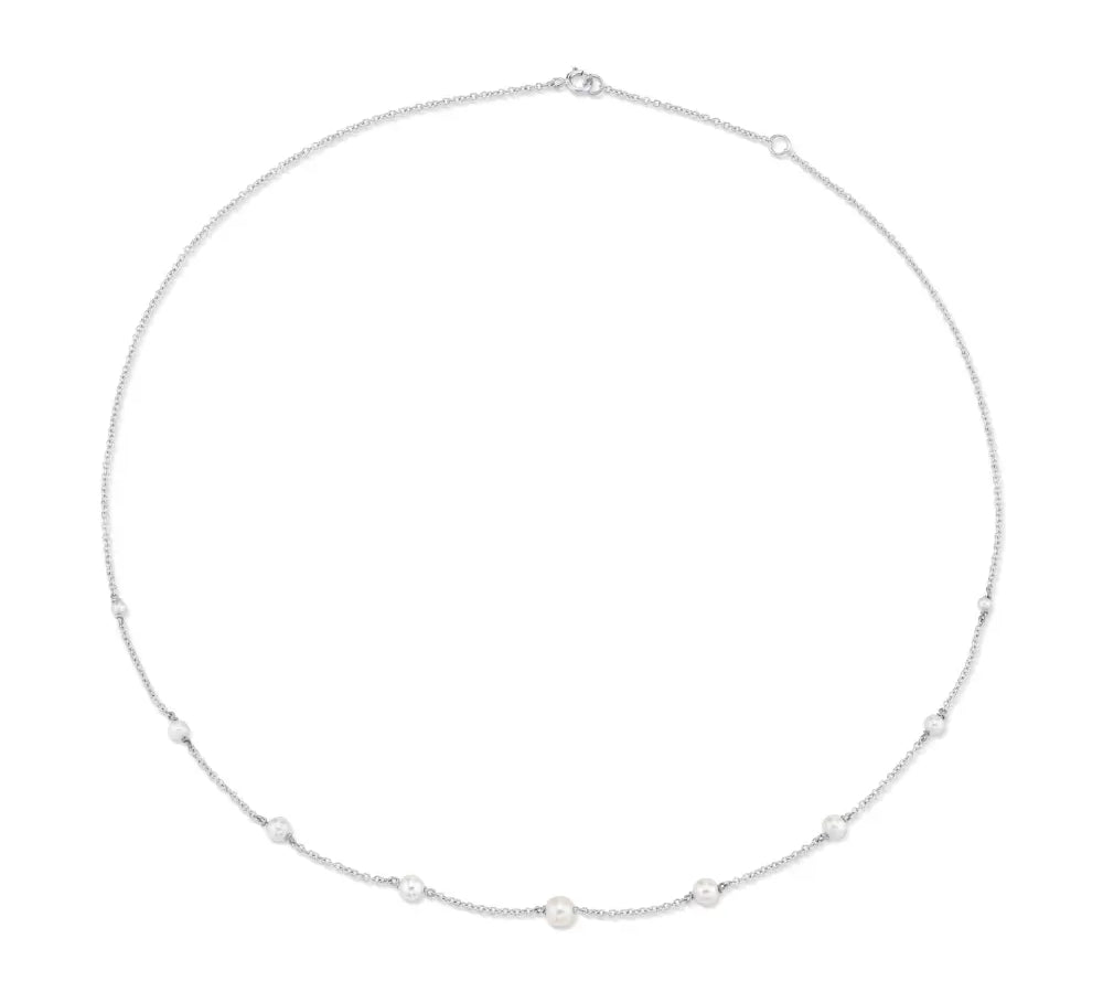 Marrow Fine Jewelry Dainty Pearl Chain Choker [White Gold]