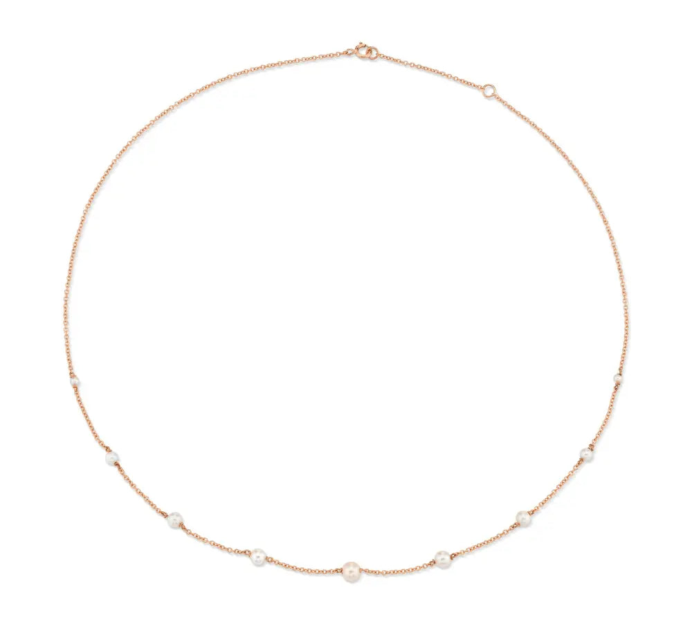 Marrow Fine Jewelry Dainty Pearl Chain Choker [Rose Gold]