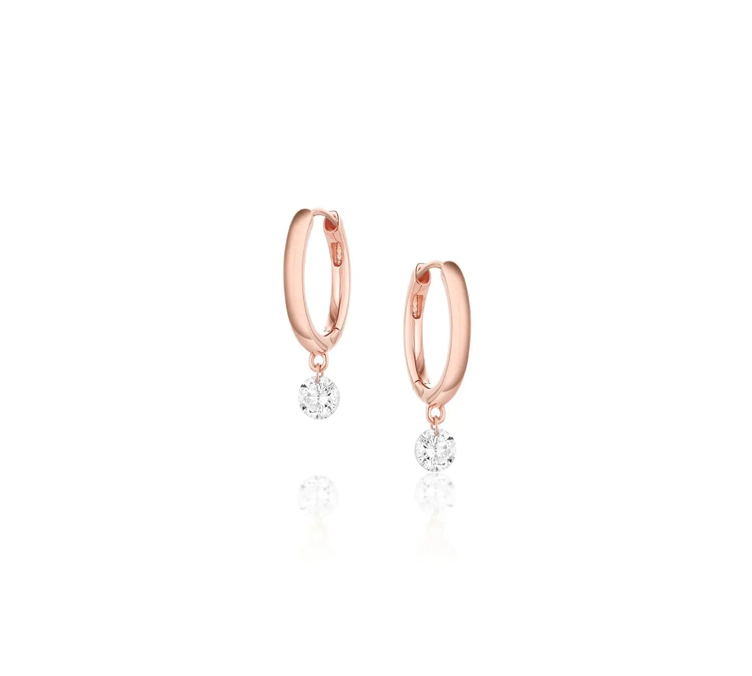 Diamond Drop Hoops [Rose Gold]
