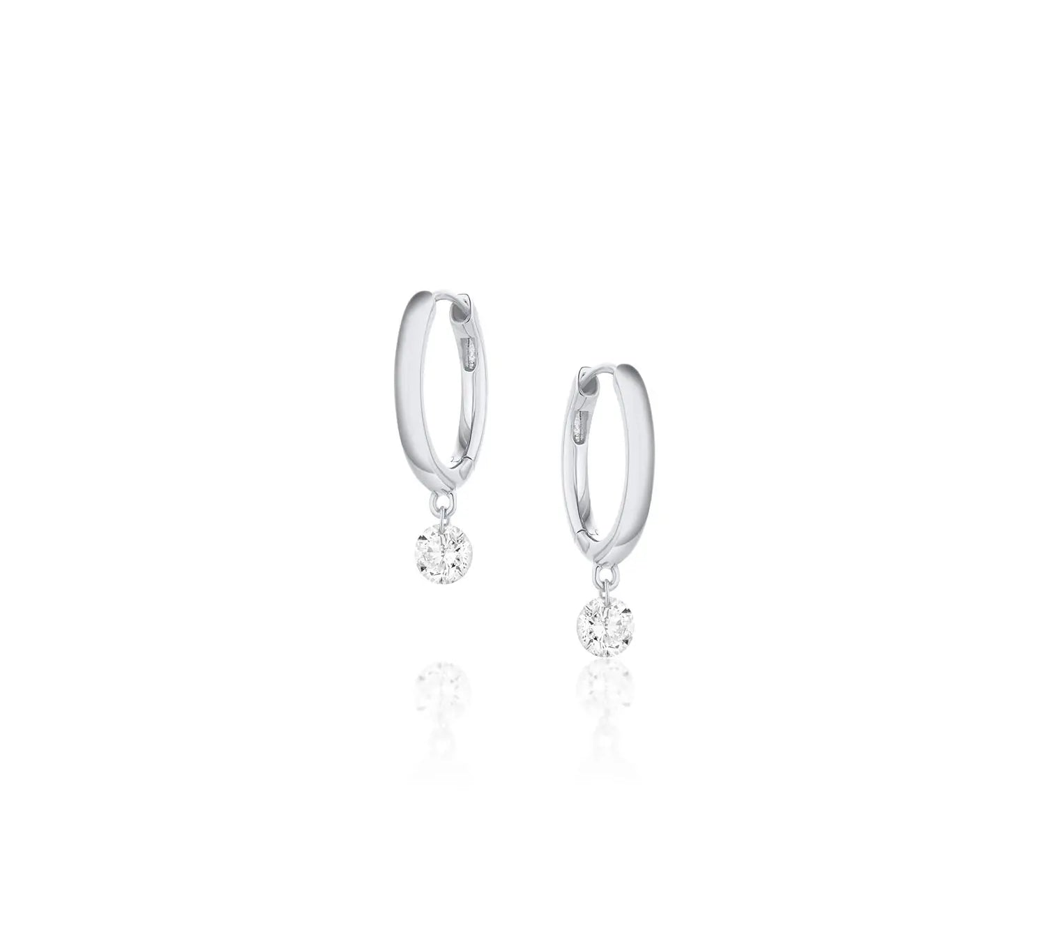 Diamond Drop Hoops [White Gold]