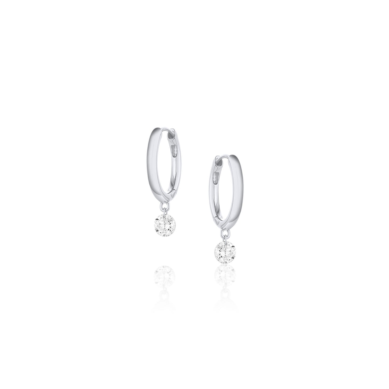 Diamond Drop Hoops [White Gold]