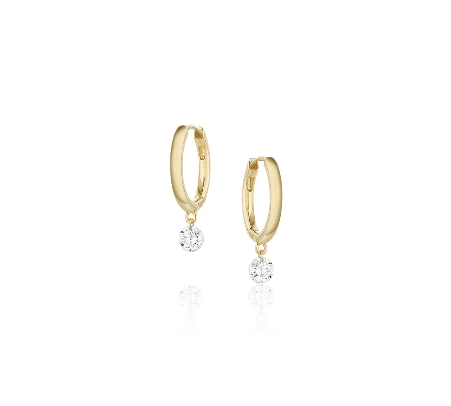 Diamond Drop Hoops [Yellow Gold]