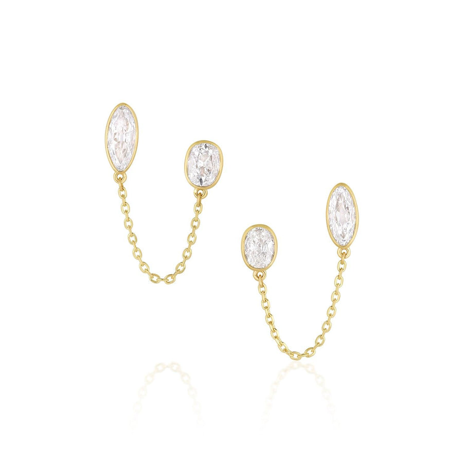 Diamond Duo Chain Earrings