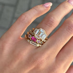 0.56ct Hot Pink Sapphire Linear Band on hand