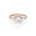 The Elspeth Three Stone Engagement Ring – round diamond with side stones in 14k rose gold, by Marrow Fine [Rose Gold]