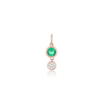 Emerald and Diamond Bezel Drop Charm [Rose Gold]