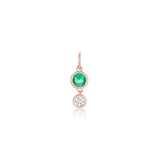 Emerald and Diamond Bezel Drop Charm [Rose Gold]