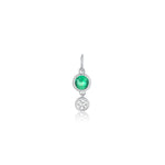 Emerald and Diamond Bezel Drop Charm [White Gold]