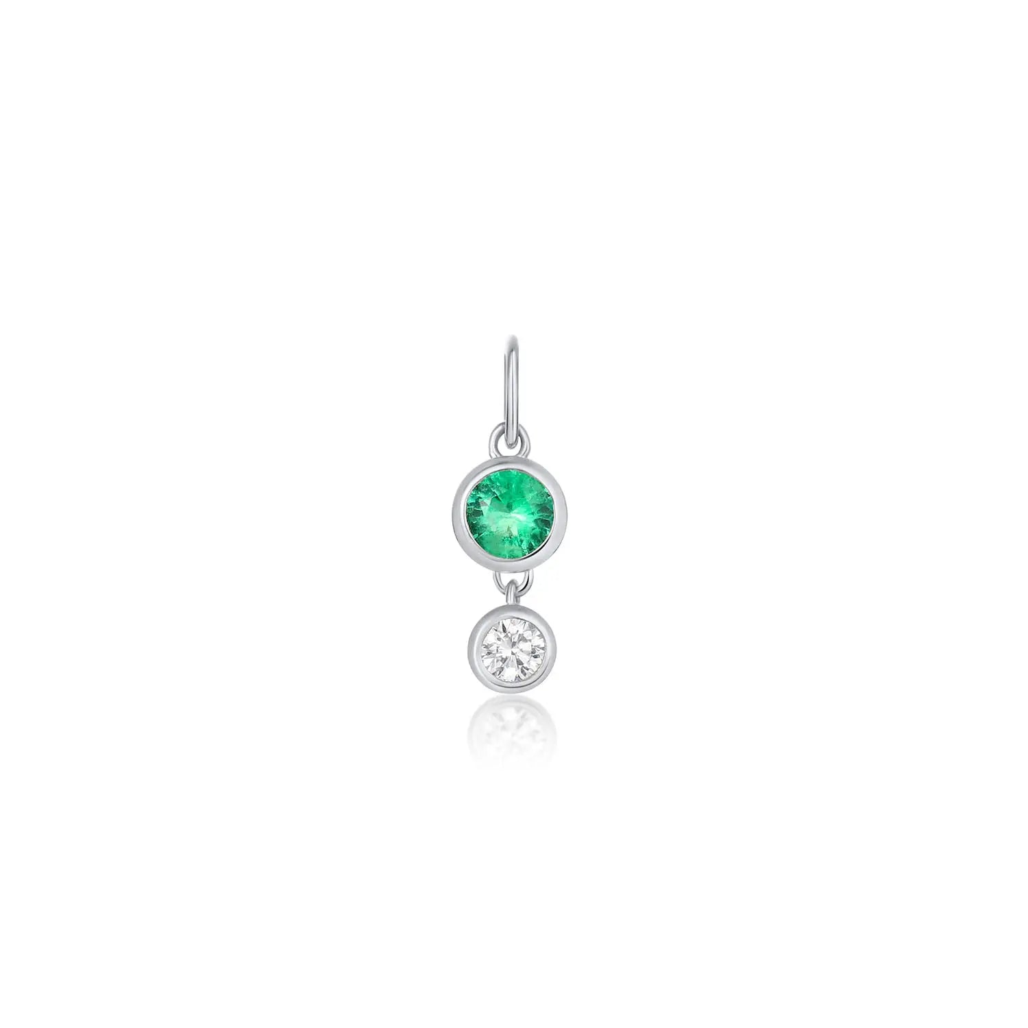 Emerald and Diamond Bezel Drop Charm [White Gold]
