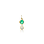 Emerald and Diamond Bezel Drop Charm [Yellow Gold]