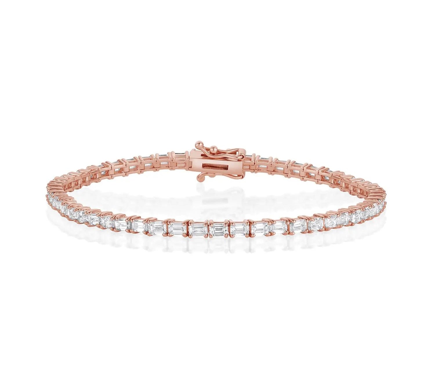 Evert Emerald Lab Created Diamond Tennis Bracelet Marrow Fine [Rose Gold]
