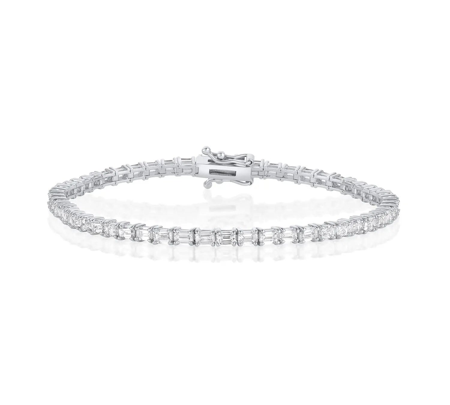 Evert Emerald Lab Created Diamond Tennis Bracelet Marrow Fine [White Gold]