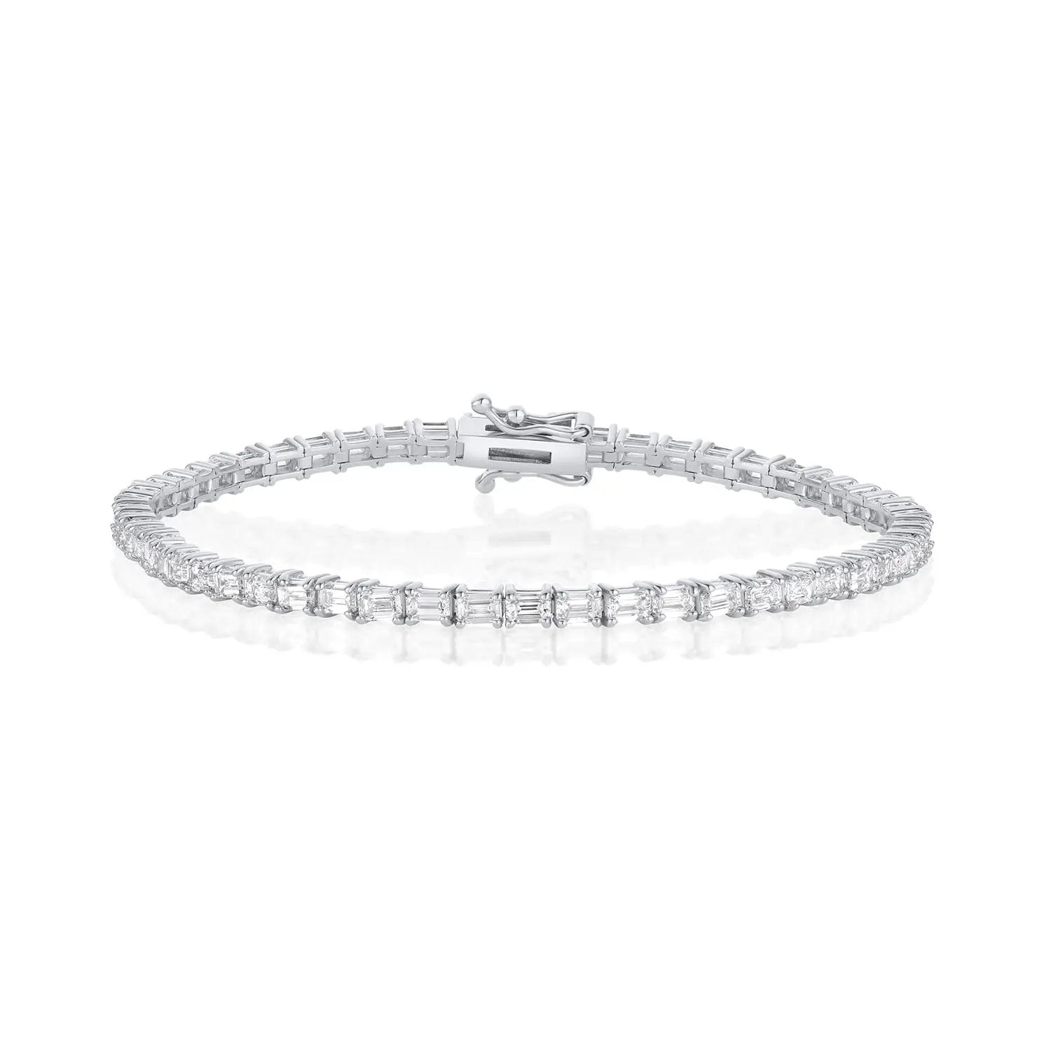 Evert Emerald Lab Created Diamond Tennis Bracelet Marrow Fine [White Gold]