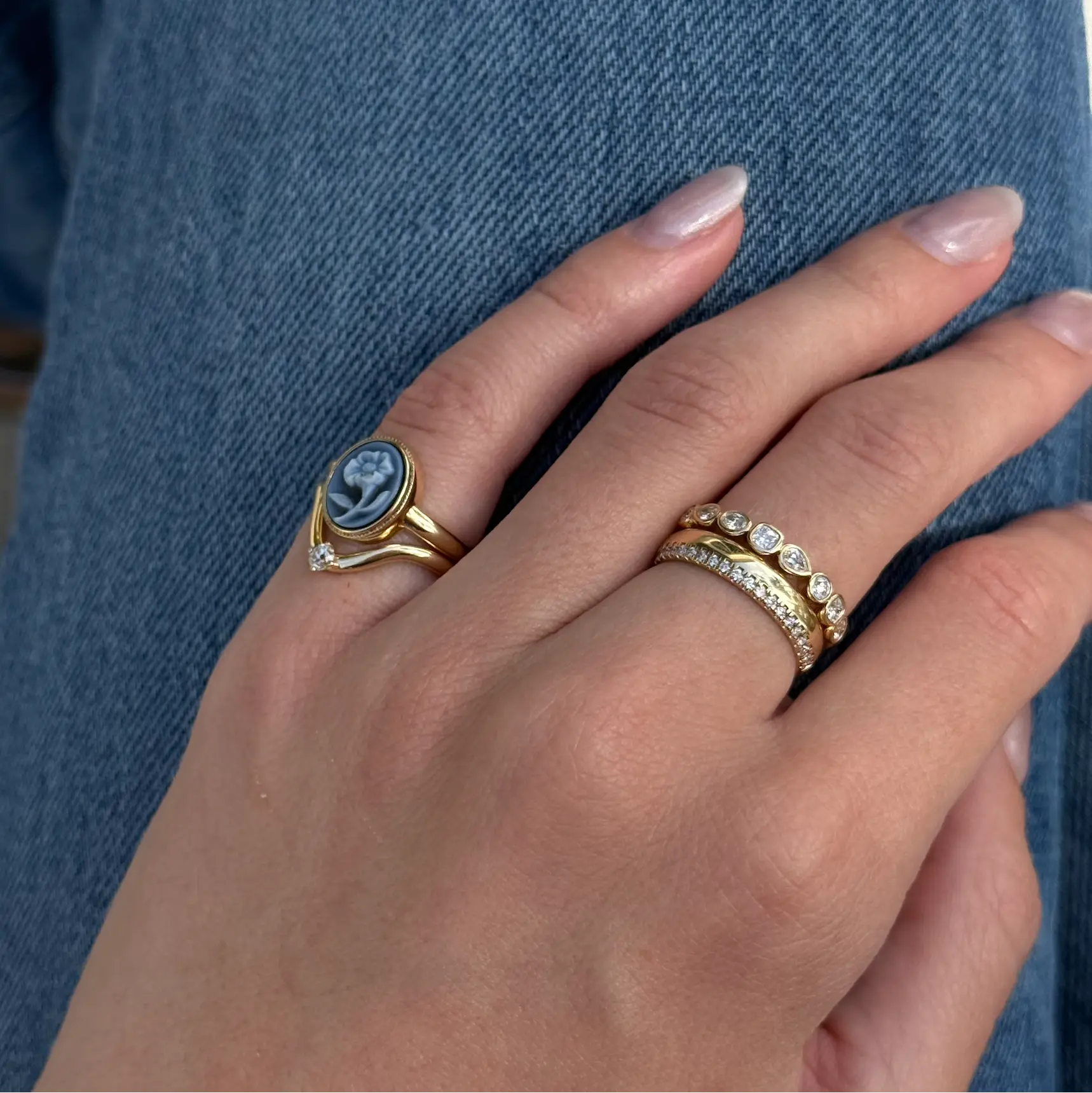 Forget Me Not Cameo Pinky Ring Marrow Fine