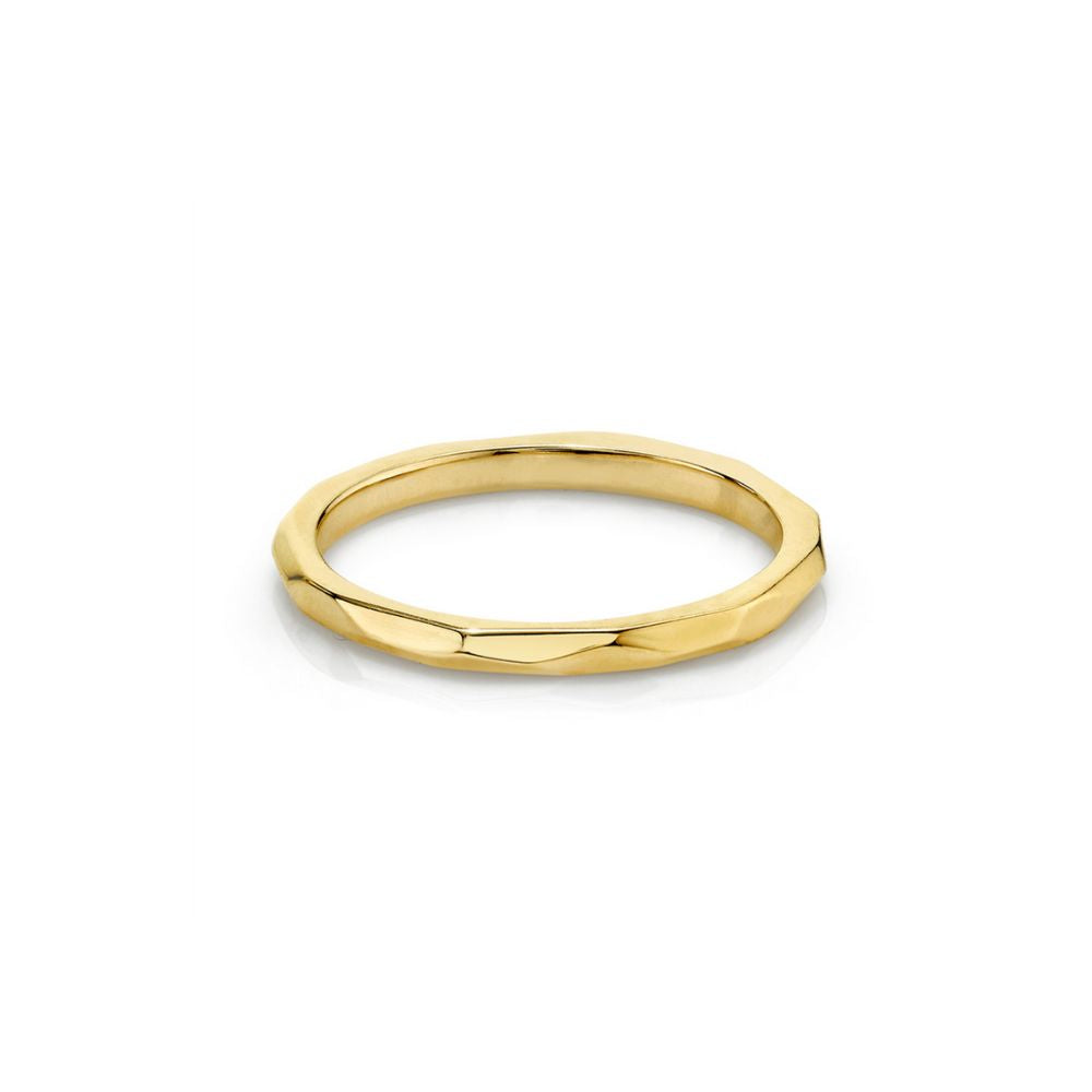 Marrow Fine Jewelry Hand-Carved Geometric Accent Everyday Gold Stacking Band [Yellow Gold]