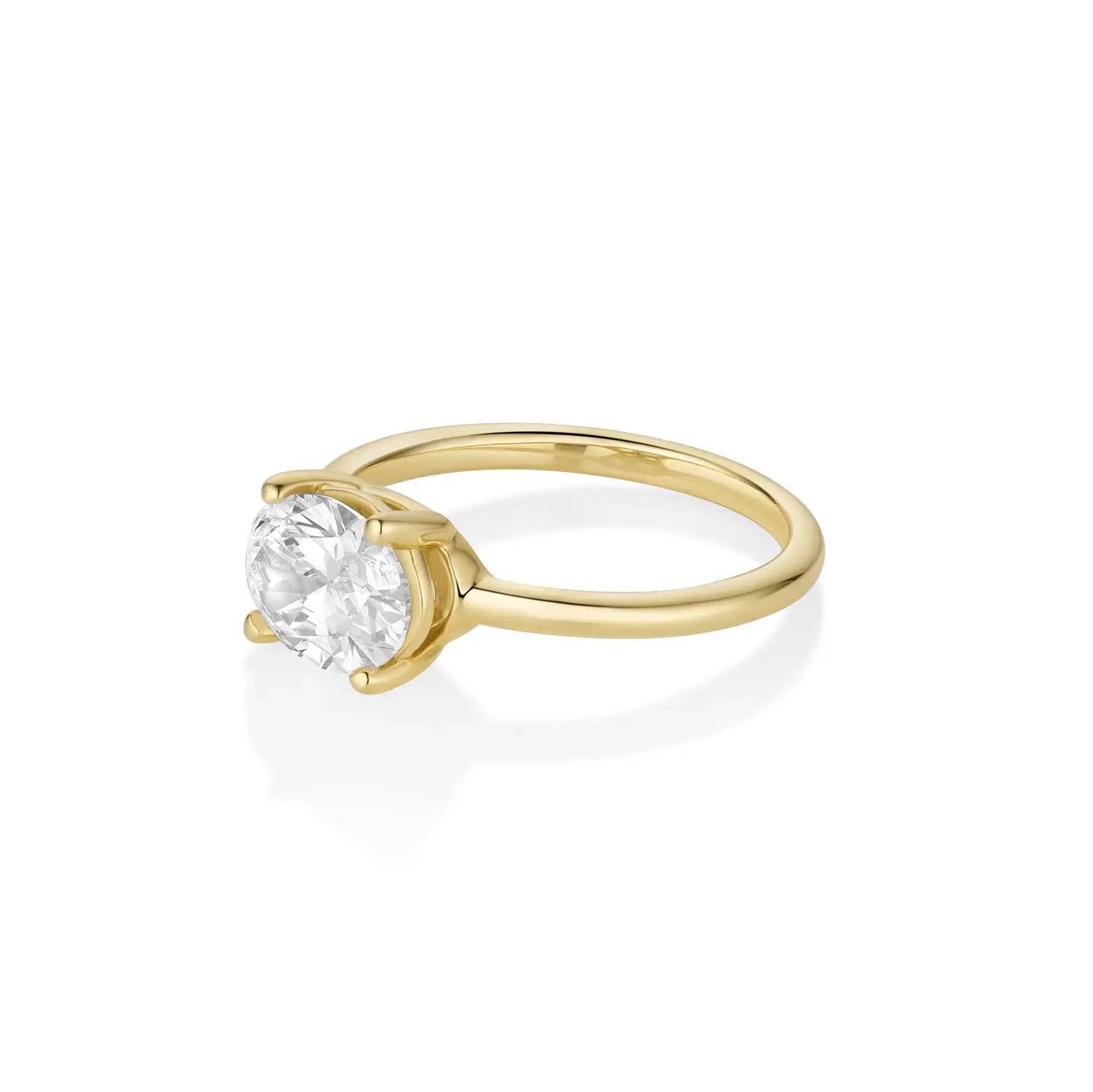 The Hazel Oval Solitaire Engagement Ring [Yellow Gold] side view