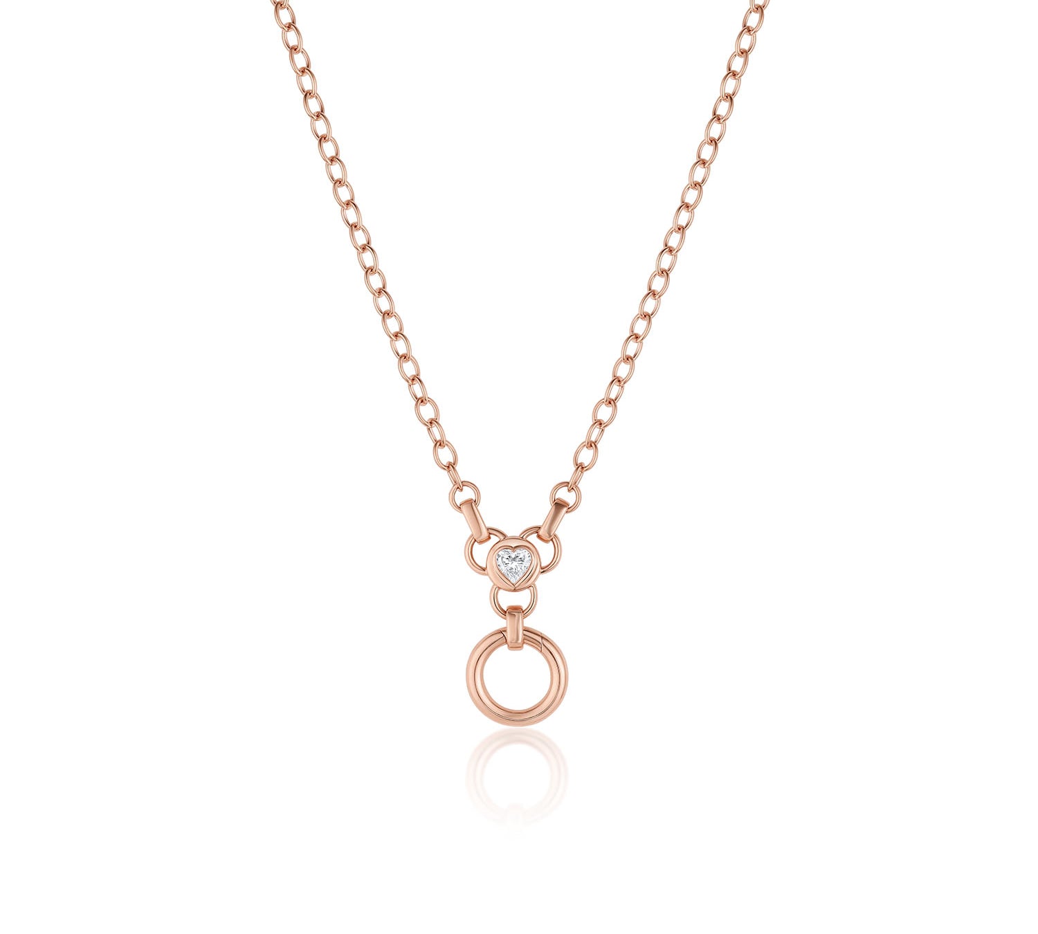 Heart Diamond Necklace with Hidden Clasp [Rose Gold]