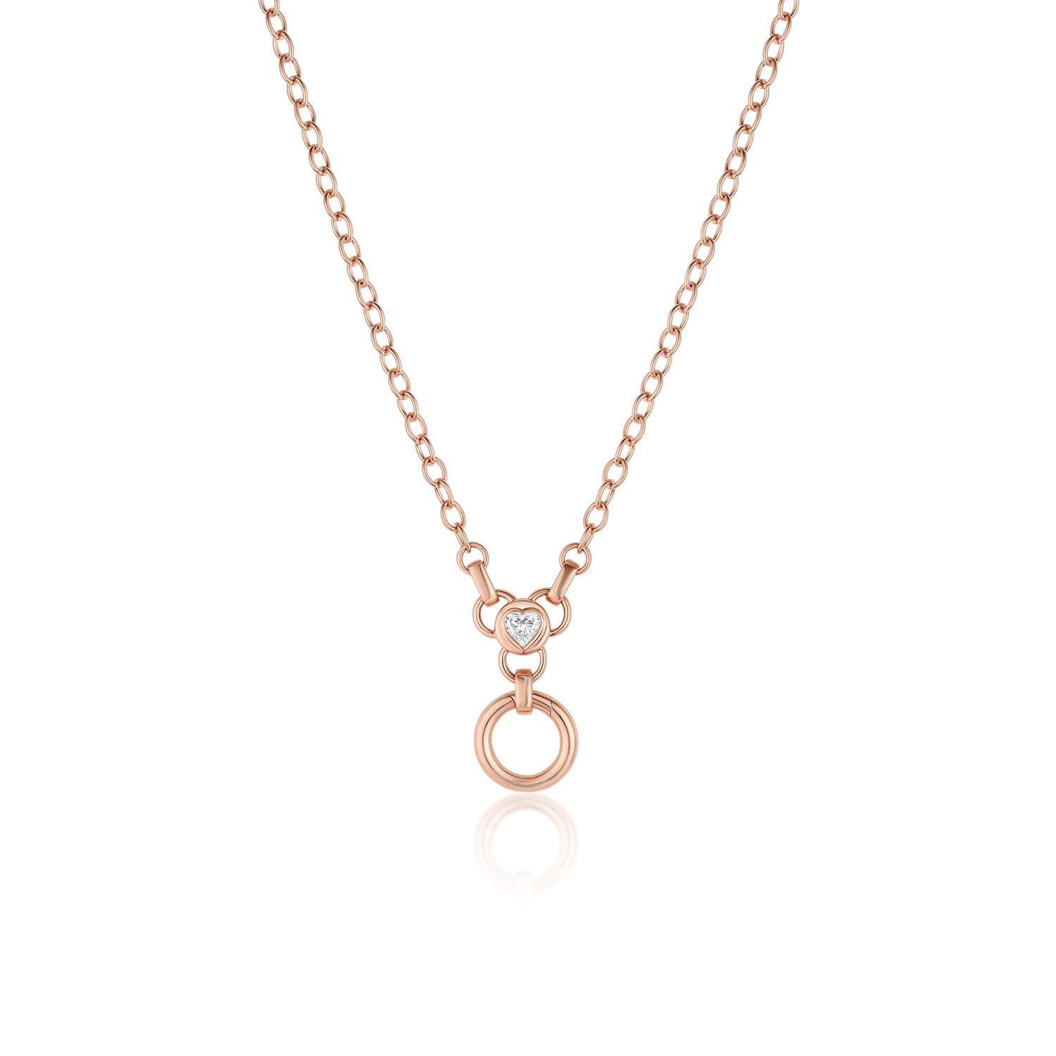 Heart Diamond Necklace with Hidden Clasp [Rose Gold]