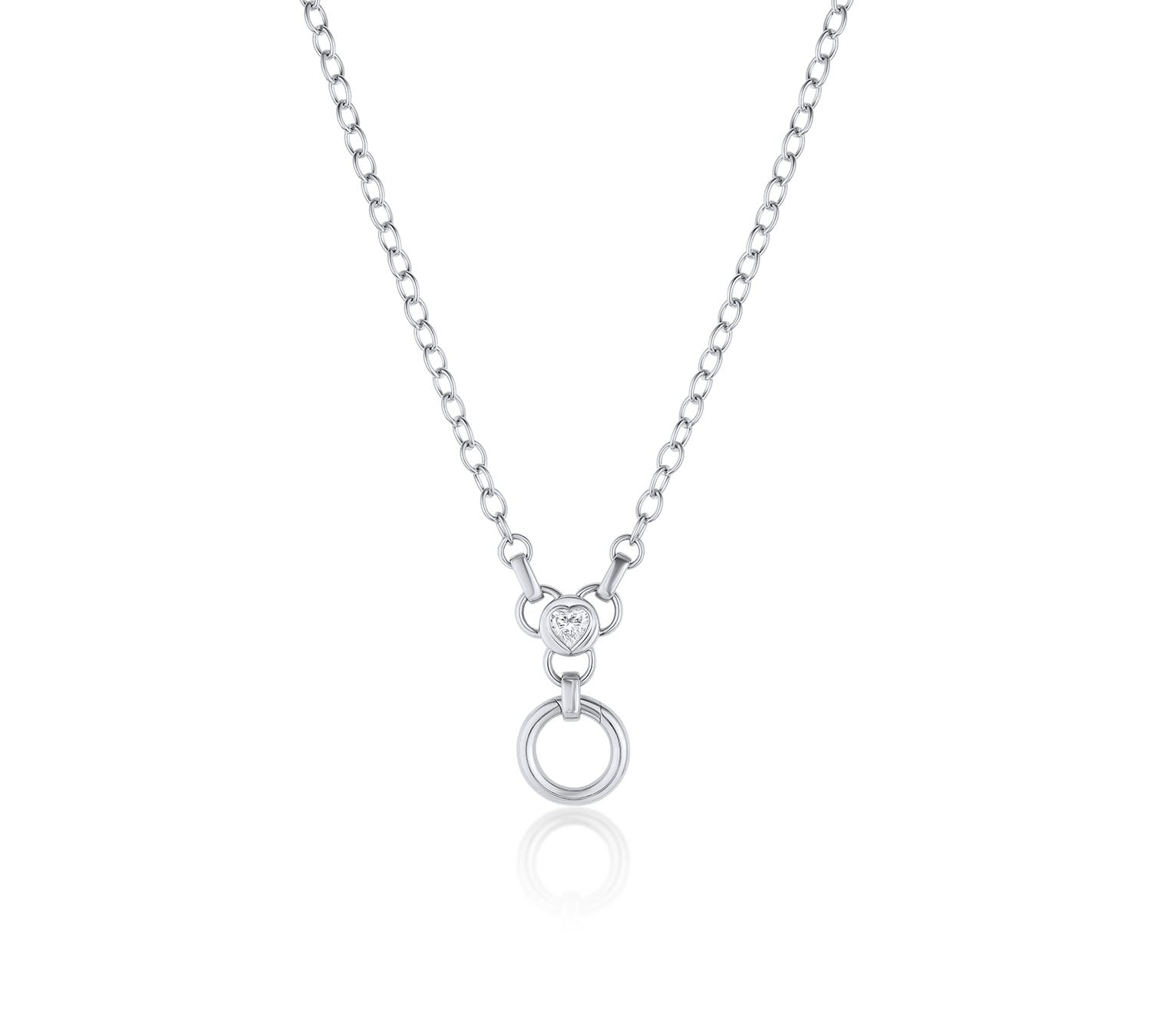 Heart Diamond Necklace with Hidden Clasp [White Gold]