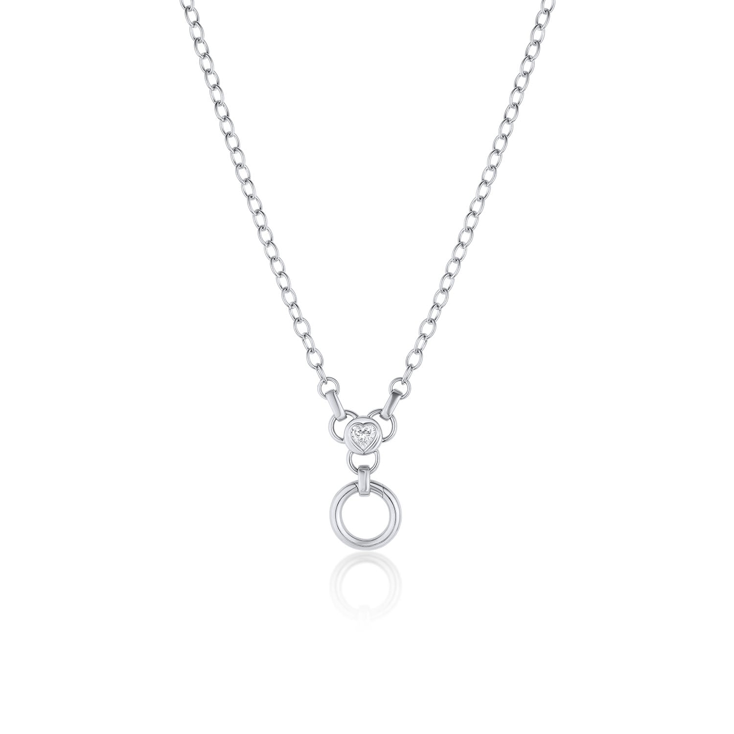 Heart Diamond Necklace with Hidden Clasp [White Gold]