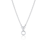 Heart Diamond Necklace with Hidden Clasp [White Gold]