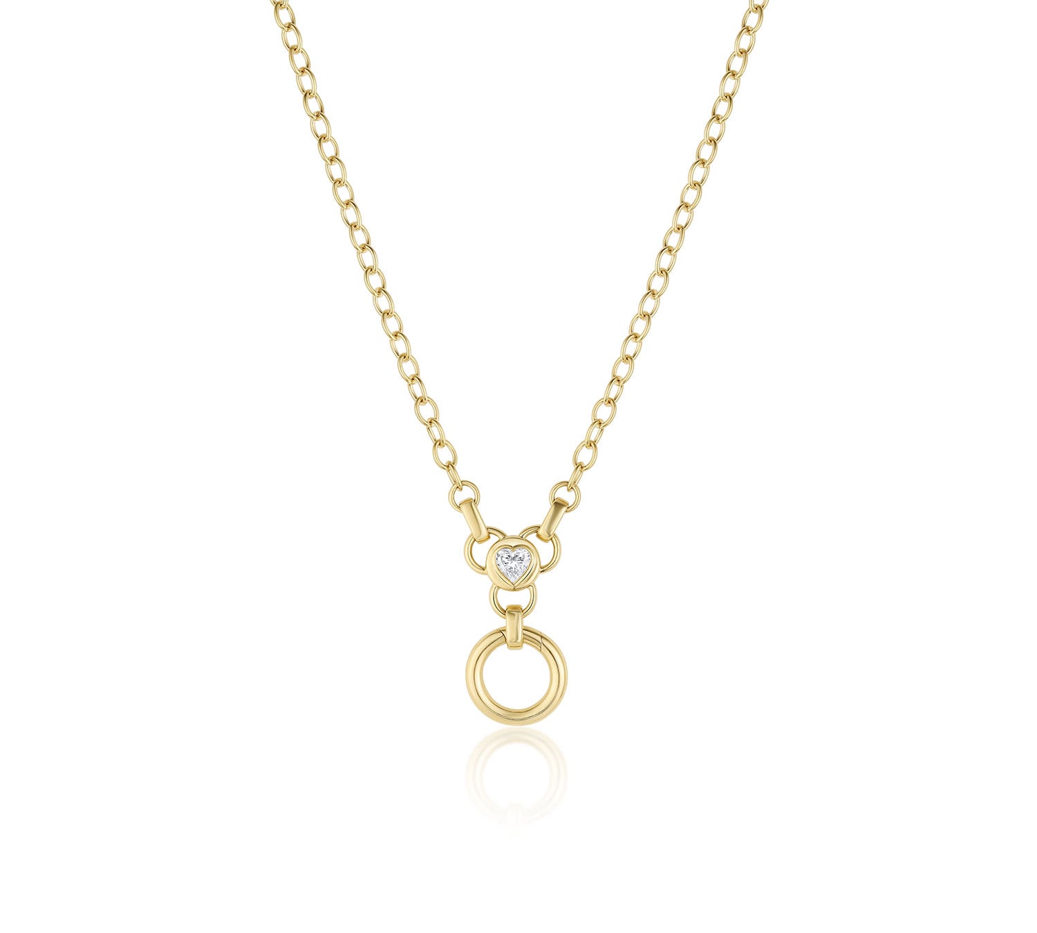 Heart Diamond Necklace with Hidden Clasp [Yellow Gold]