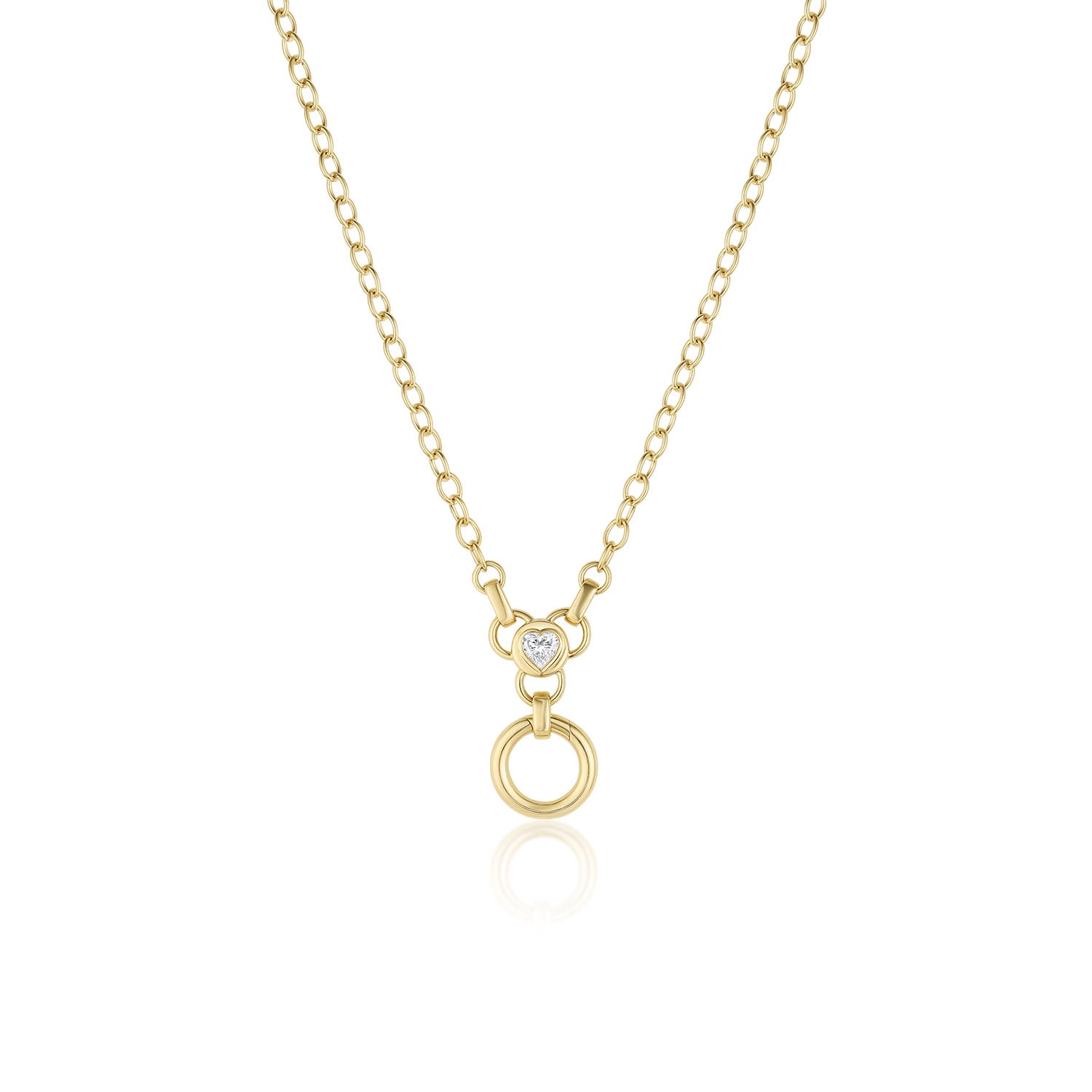 Heart Diamond Necklace with Hidden Clasp [Yellow Gold]