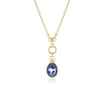 Heart Diamond Necklace with Hidden Clasp with a Leo Cameo Zodiac Pendant hanging from it against a white background