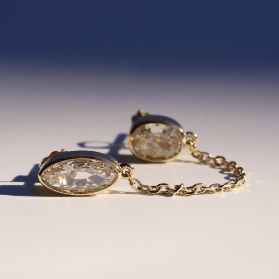 Diamond Duo Chain Earrings - Marrow Fine