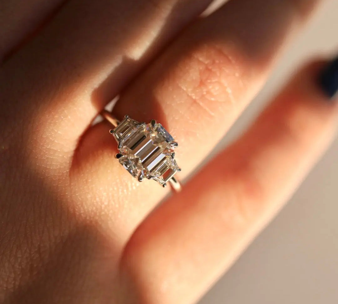 2.18ct Diamond and 0.62tcw Diamond Three Stone Ring - Marrow Fine