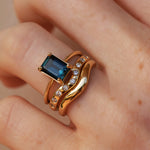 1.35ct Blue Tourmaline Odessa [Yellow Gold] with two stacking bands